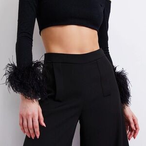 NWT PatBo feather trim onit crop top size XS